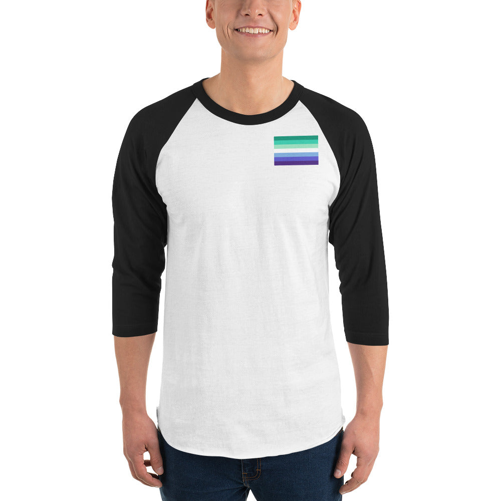 Gay Men's Pride Flag 3/4 Sleeve Raglan Shirt