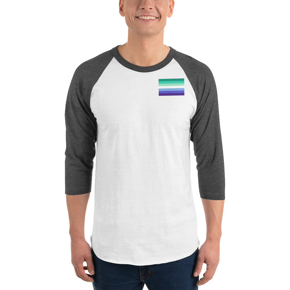 Gay Men's Pride Flag 3/4 Sleeve Raglan Shirt