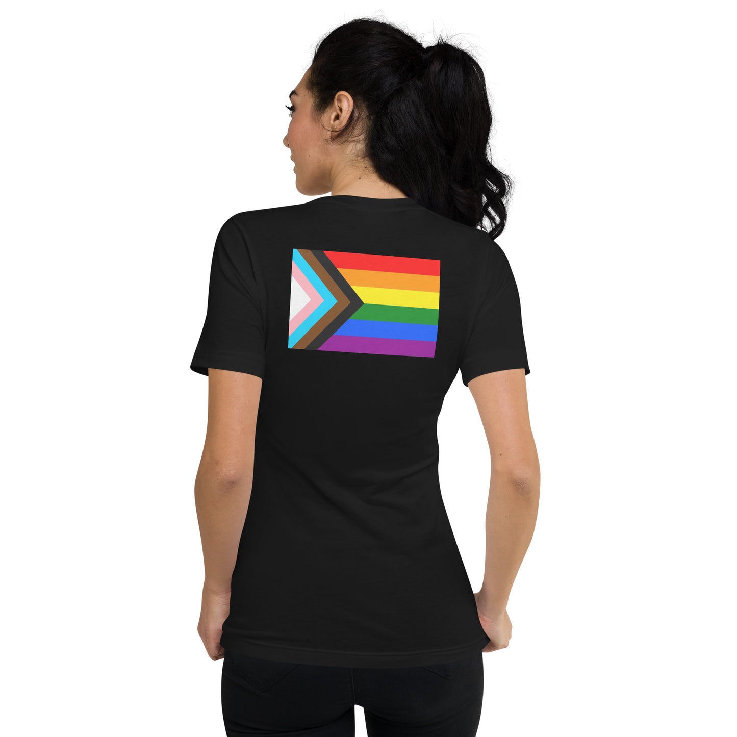 Progress Pride Flag Short Sleeve V-Neck T-Shirt