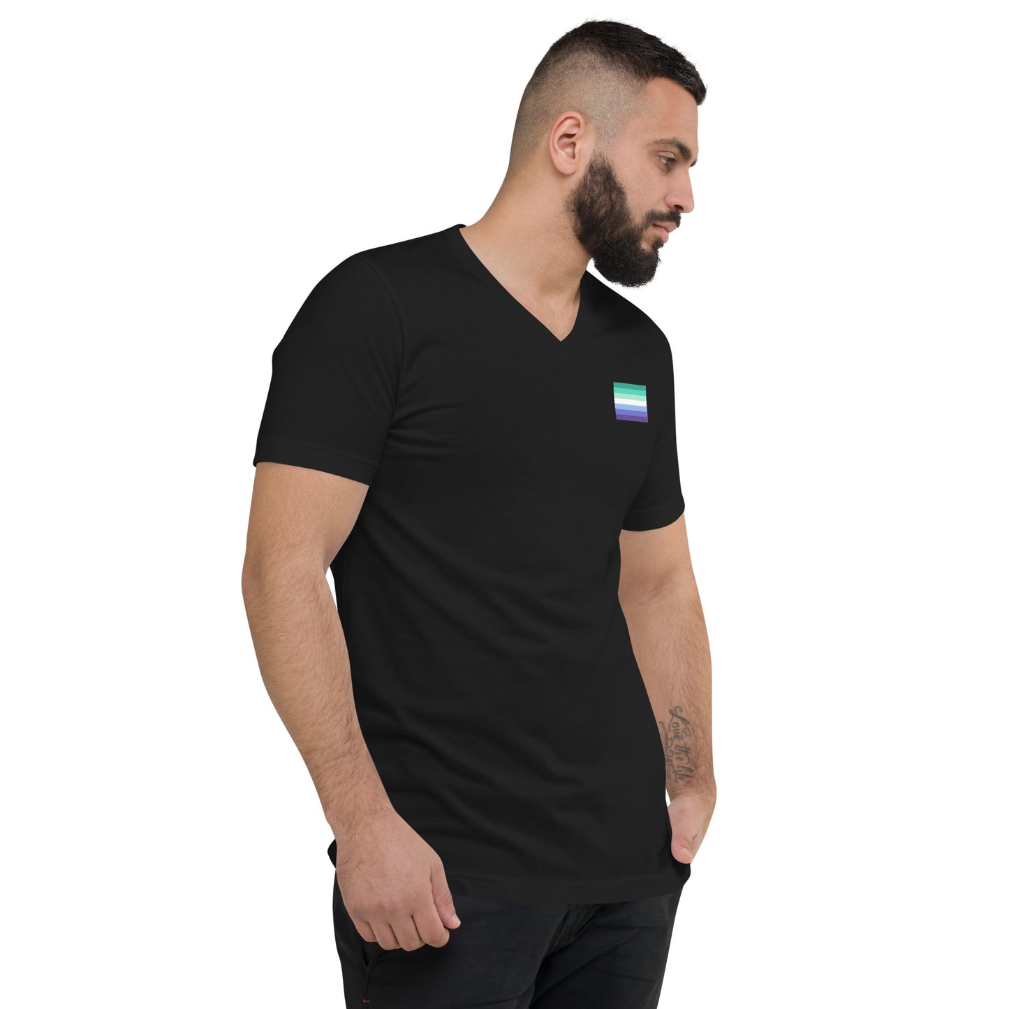 Gay Men's Pride Flag Short Sleeve V-Neck T-Shirt