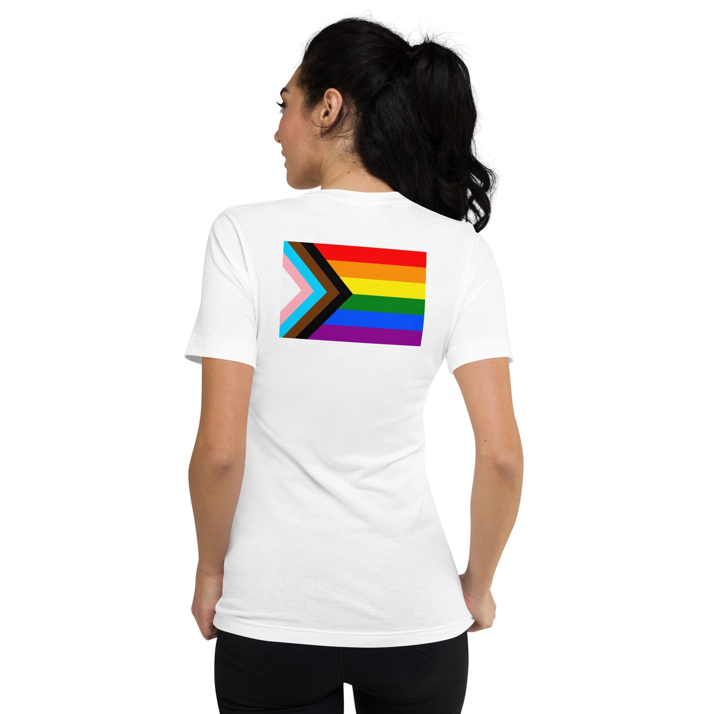 Progress Pride Flag Short Sleeve V-Neck T-Shirt