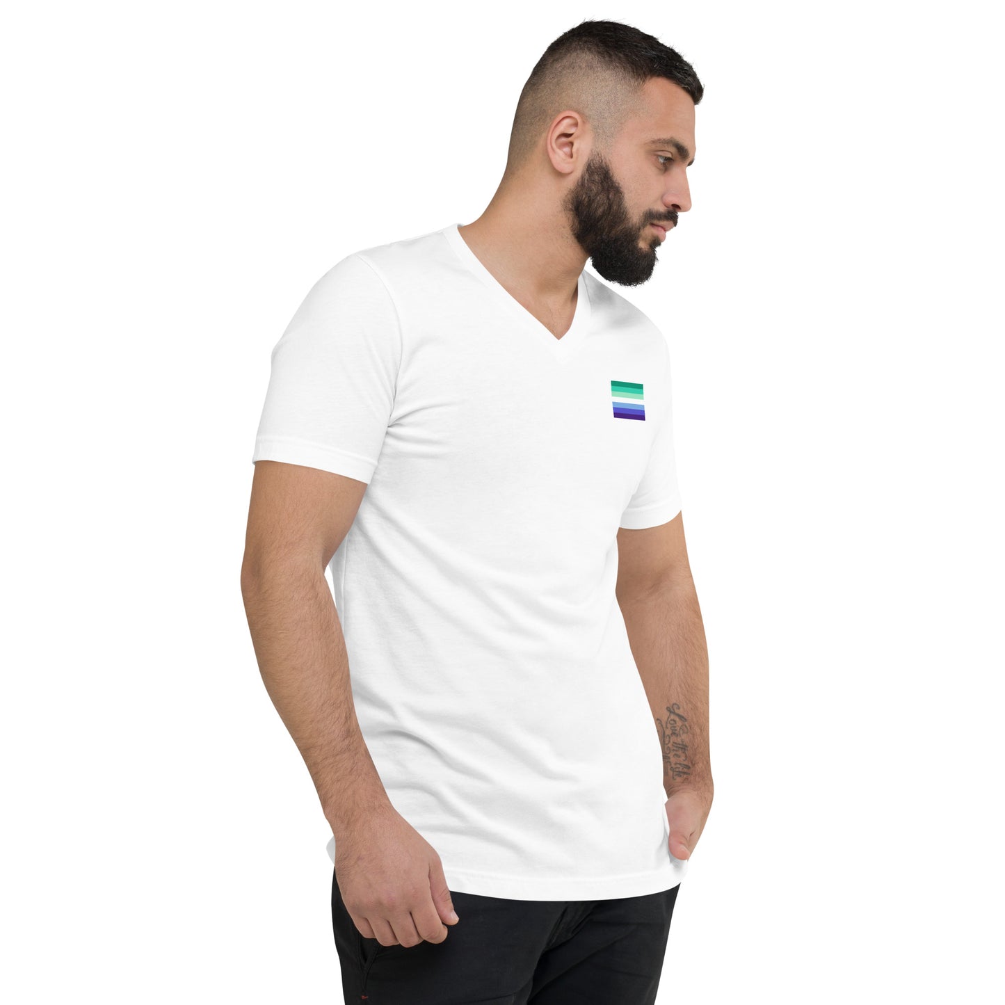 Gay Men's Pride Flag Short Sleeve V-Neck T-Shirt