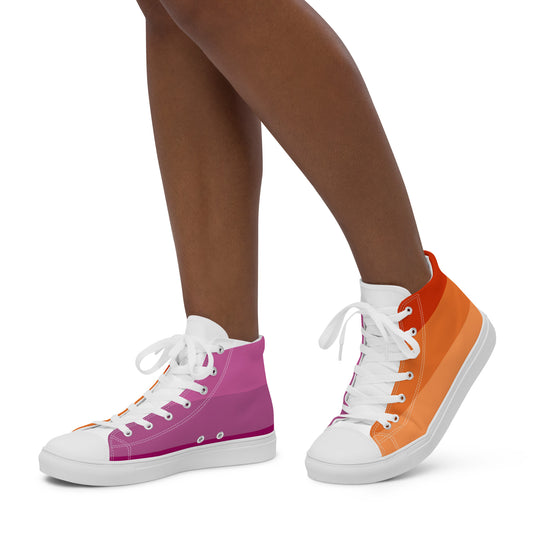 Lesbian Pride Flag High Top Canvas Shoes