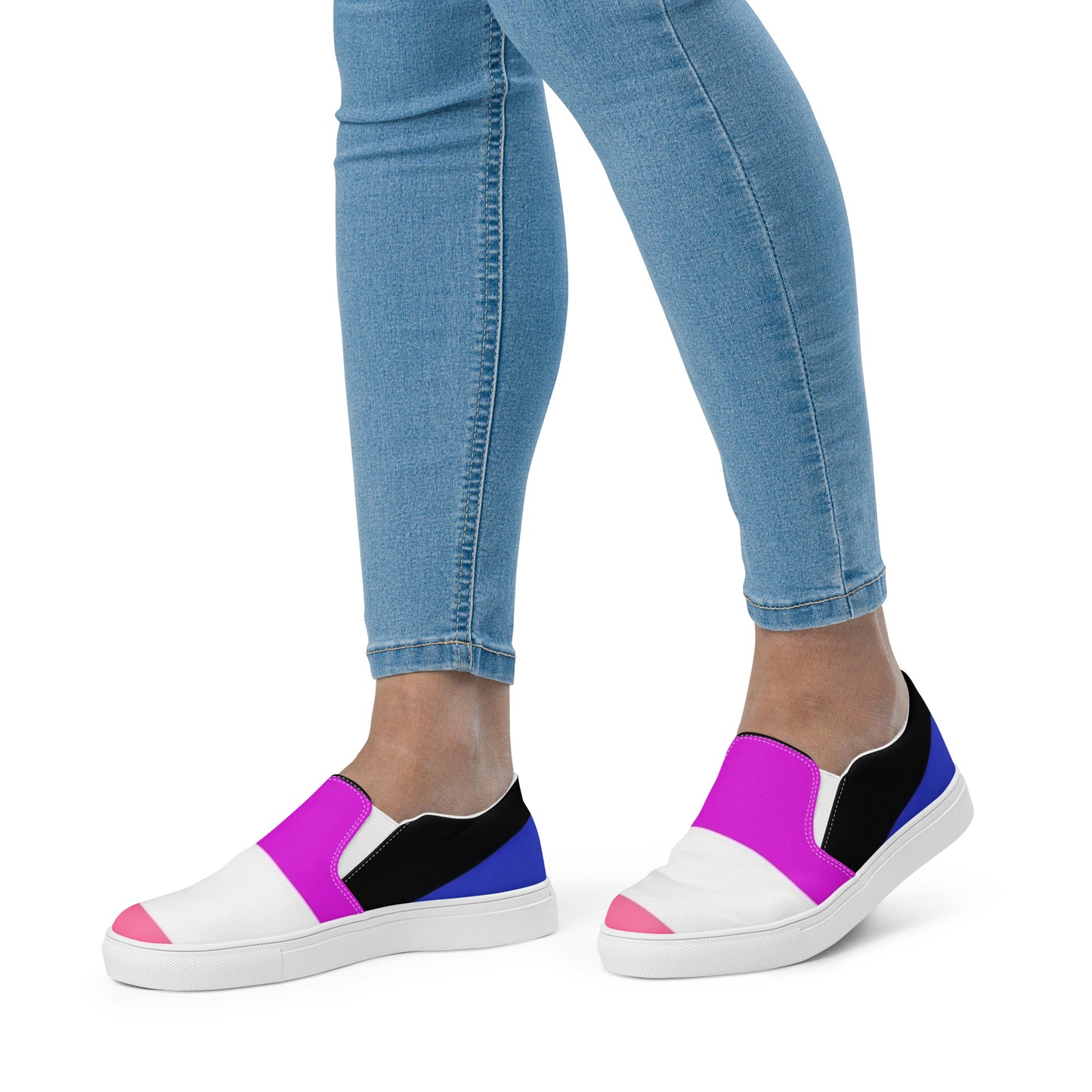 Genderfluid Pride Flag Women’s Sized Slip-On Canvas Shoes