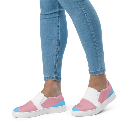 Transgender Pride Flag Women’s Sized Slip-On Canvas Shoes