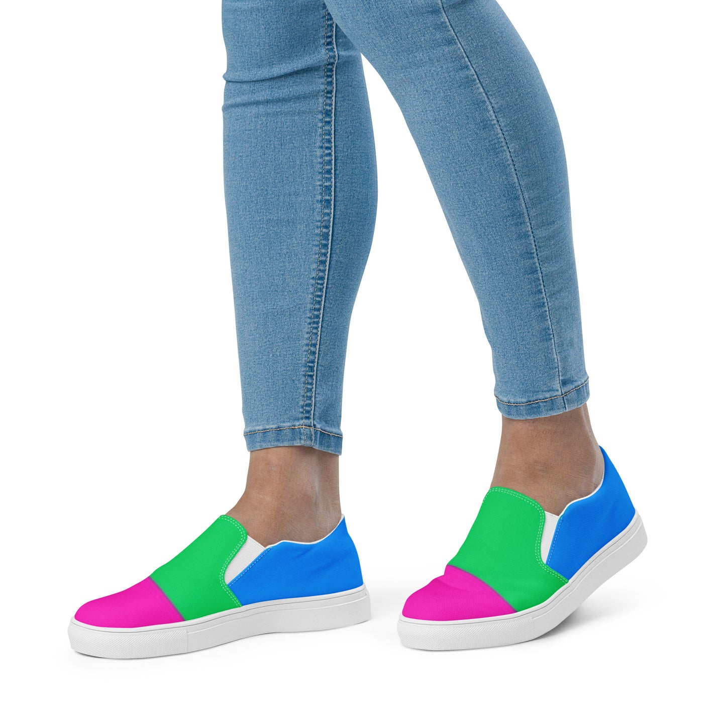 Polysexual Pride Flag Women’s sized Slip-On Canvas Shoes