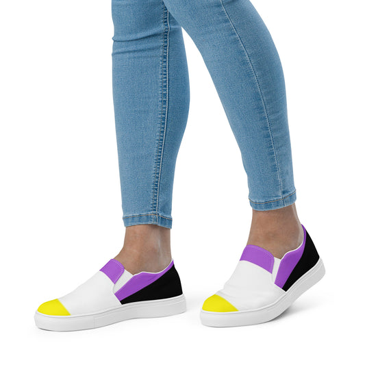 Non-Binary Pride Flag (Women’s Sized) Slip-On Canvas Shoes