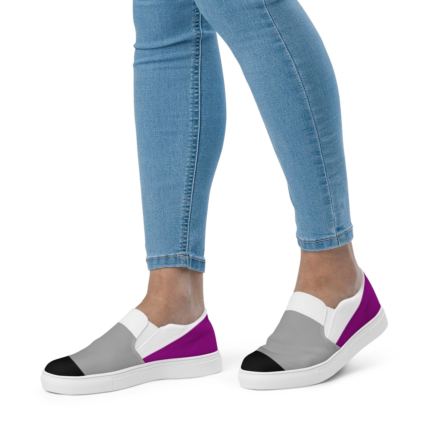 Asexual Pride Flag Women’s Sized Slip-On Canvas Shoes