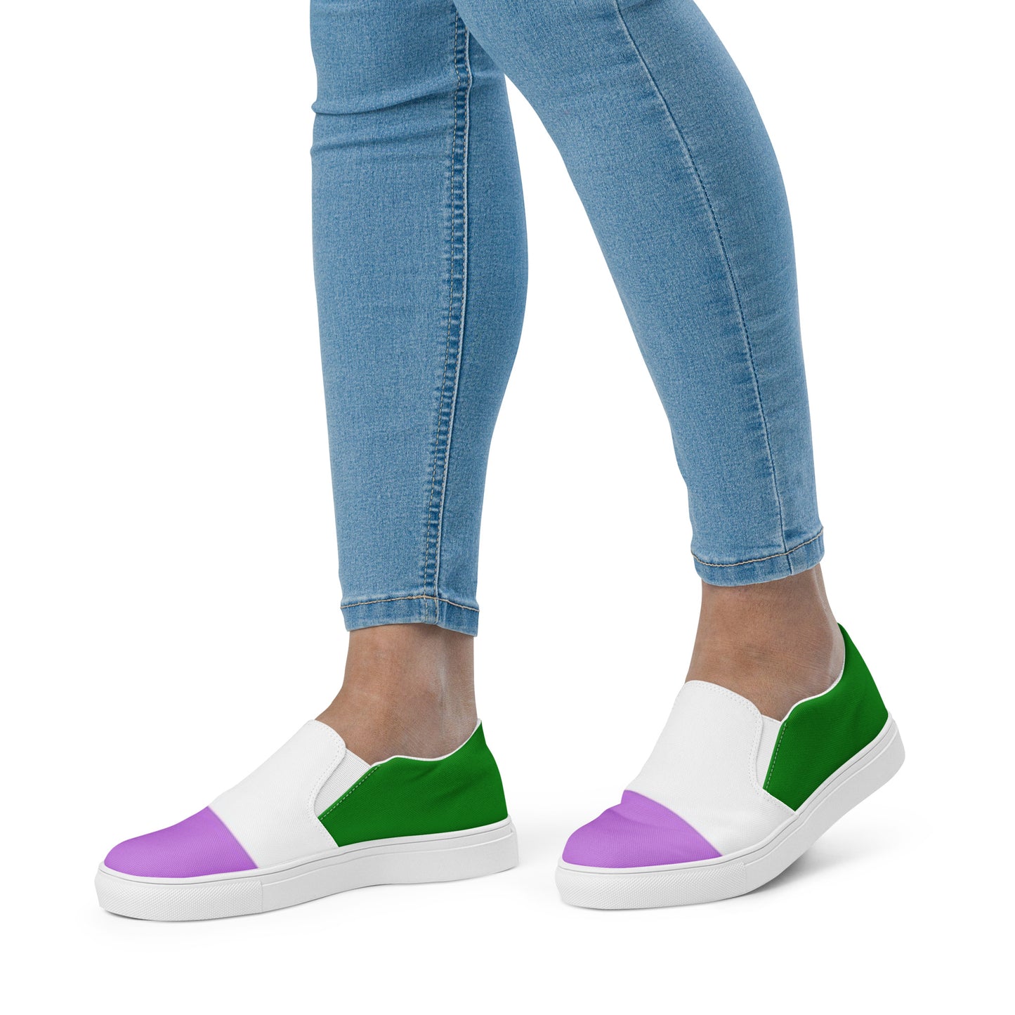 Genderqueer Pride Flag Women’s Sized Slip-On Canvas Shoes