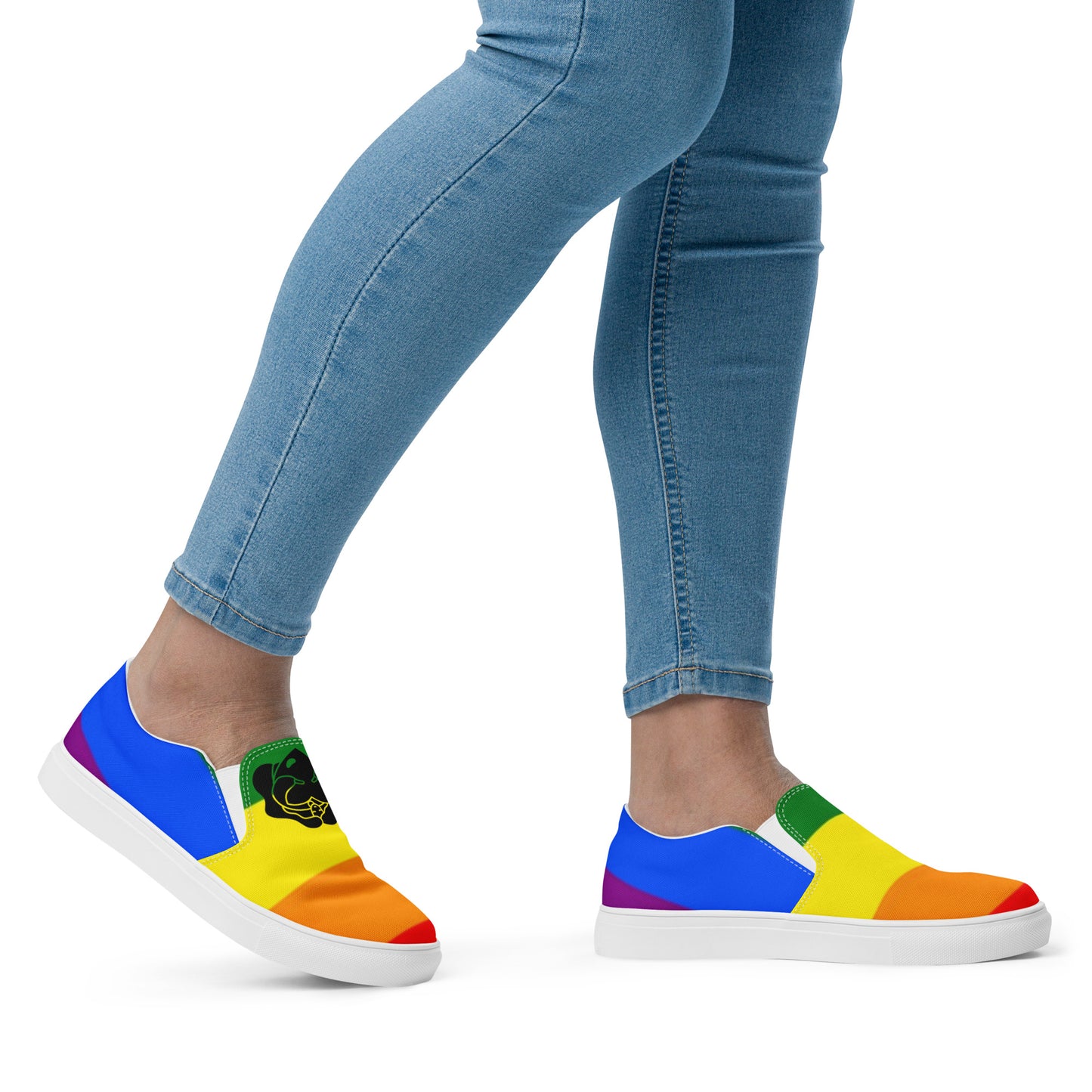 Pride Flag Women’s sized slip-on canvas shoes