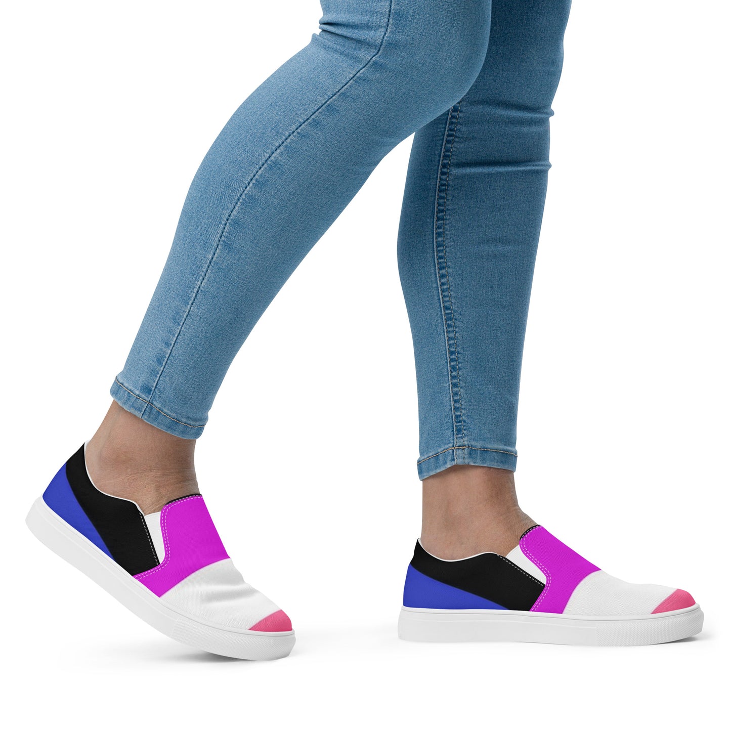 Genderfluid Pride Flag Women’s Sized Slip-On Canvas Shoes