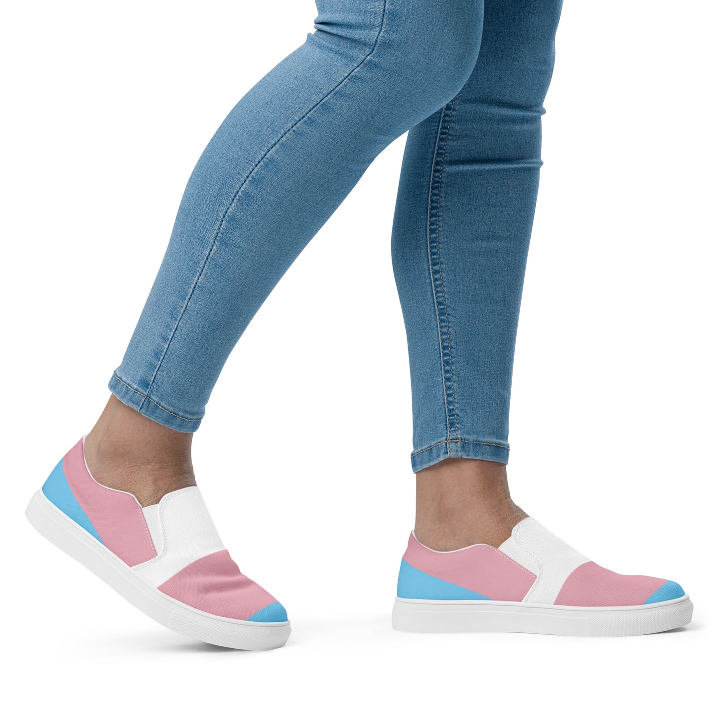 Transgender Pride Flag Women’s Sized Slip-On Canvas Shoes