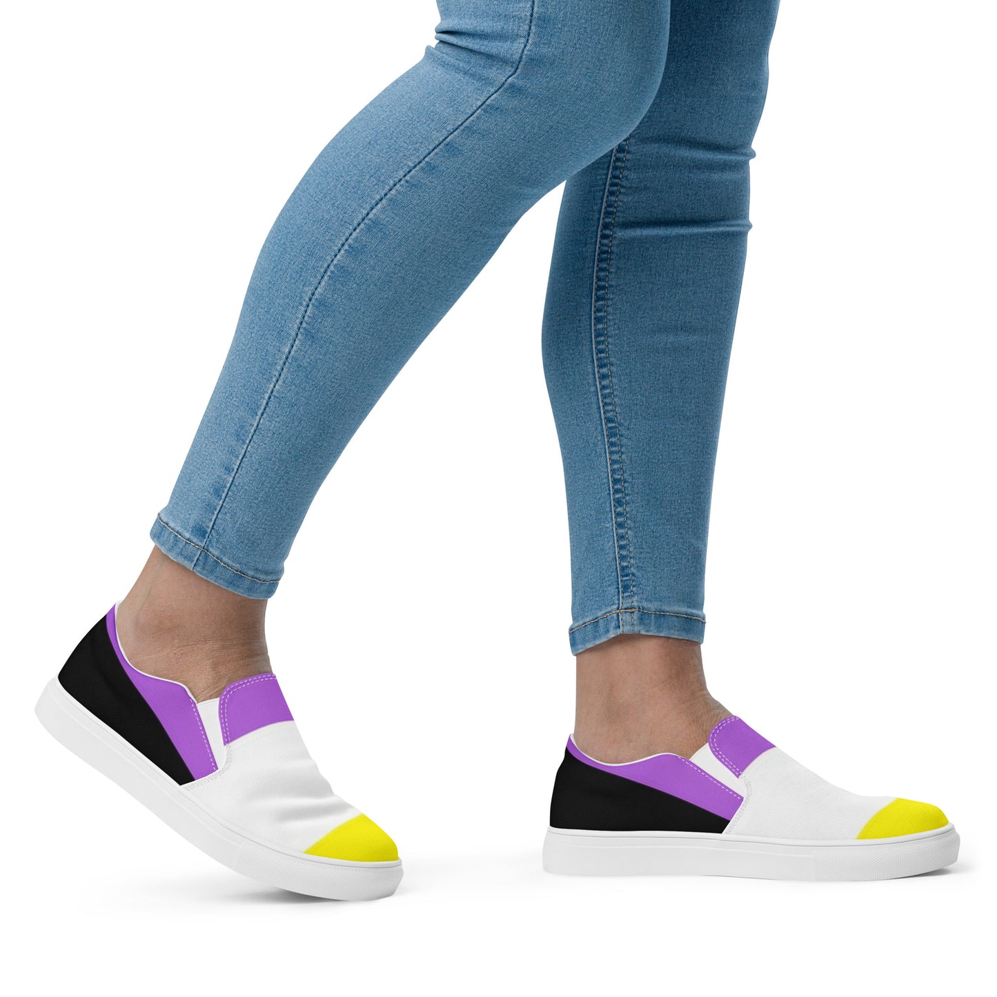 Non-Binary Pride Flag (Women’s Sized) Slip-On Canvas Shoes