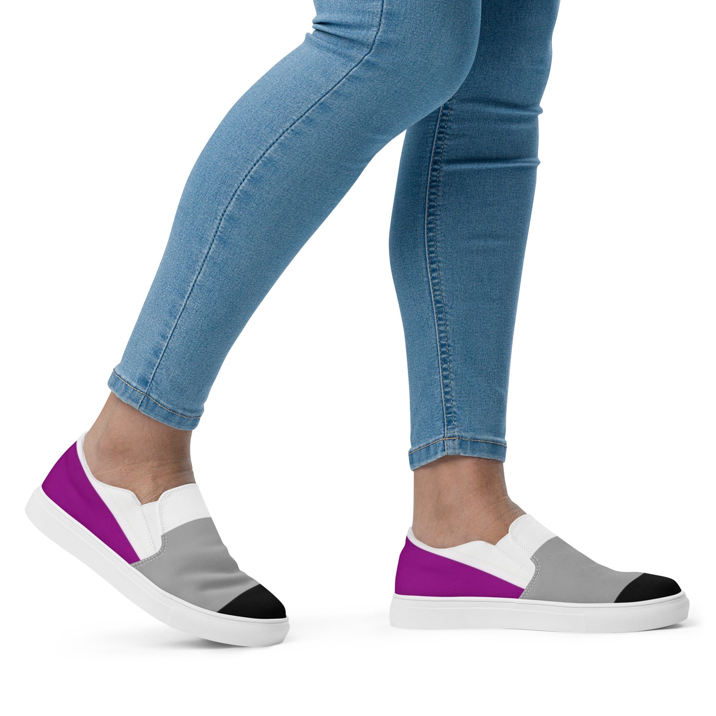 Asexual Pride Flag Women’s Sized Slip-On Canvas Shoes