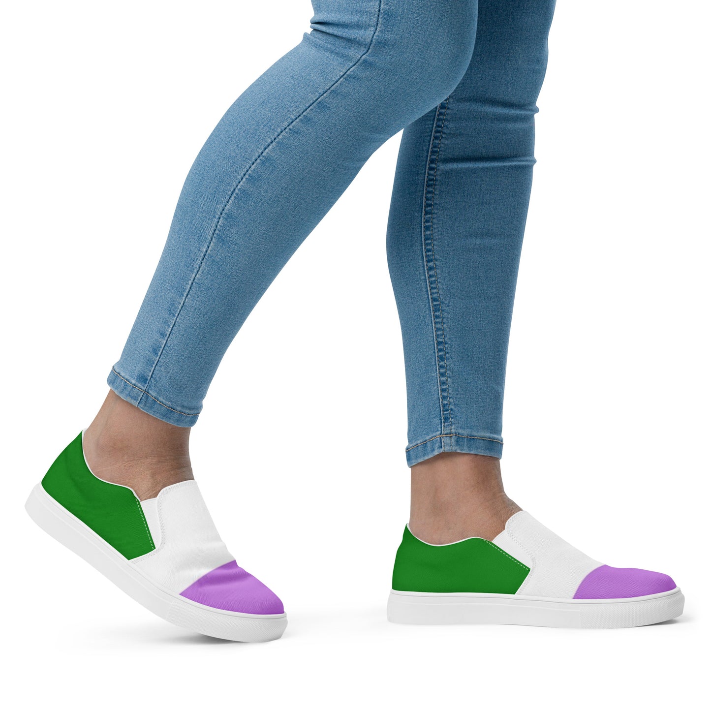 Genderqueer Pride Flag Women’s Sized Slip-On Canvas Shoes